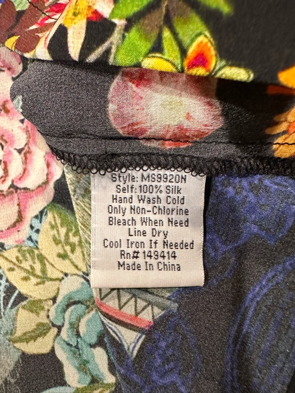 Johnny Was Silk Tunic Top M Floral Patchwork Boho Luxe Oversized Maximal Blouse - Picture 10 of 12
